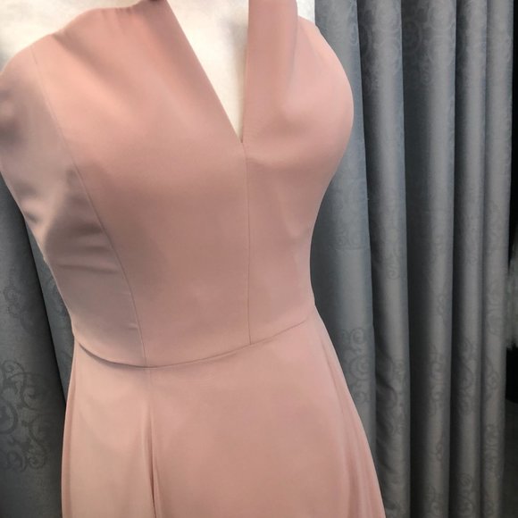 Toasted Sugar,  Dusty Rose Gold Blush Dress, Leg Slit Bridesmaid Formal Dessy - Picture 4 of 14